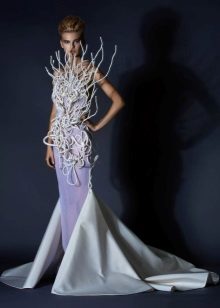 Unusual evening dress by Jean Louis Sabaji with train