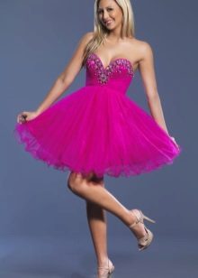 Blonde in a fuchsia dress