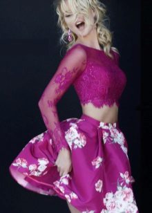 Fuchsia Dress with White