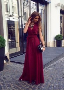 Marsala long evening dress