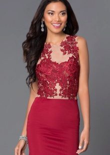 Marsala dress with lace