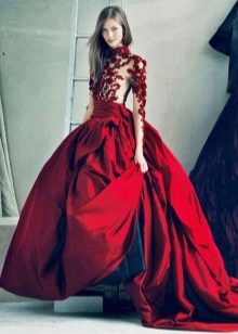 Marsala dress with lace inset