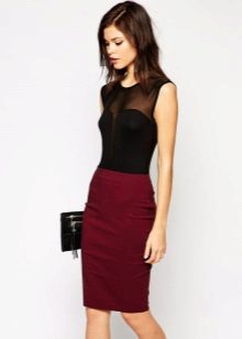 Dress marsala in combination with black