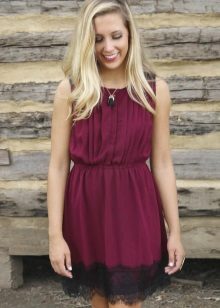 Marsala dress with black lace