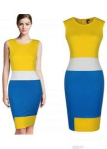 Mustard dress with blue