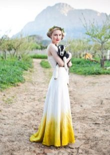 White and mustard dress with gradient