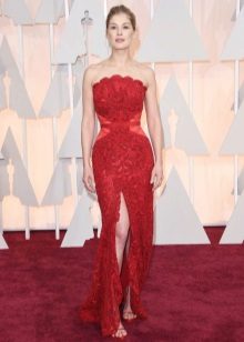 Bandage long dress crimson color