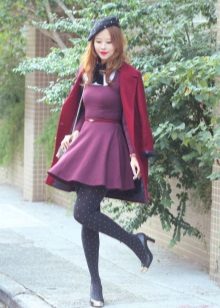 Crimson dress and coat to it
