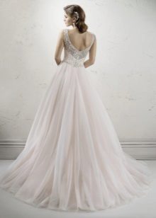Chiffon wedding dress with open back