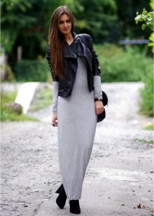 Gray dress with black jacket