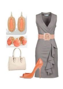 Gray dress and bright shoes