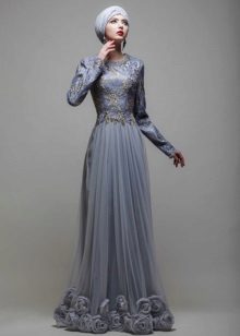 Wedding hijab from Tulipia gray