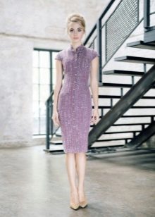 Evening knee-length lilac dress