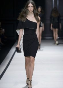 Sheath dress with knee length over one shoulder