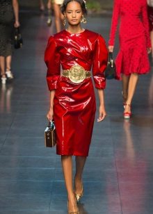 Red leather evening dress from Dolce & Gabbana