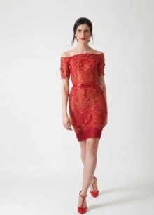 Red Evening Midi Dress