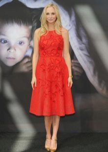 Red retro midi evening gown