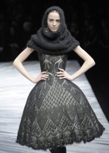 Fluffy knitted dress short