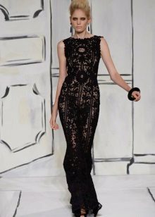 Straight black knitted dress