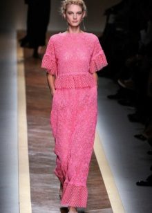 Knitted dress with a fluffy sleeve