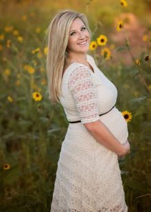 Summer lace white dress for pregnant women