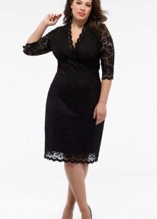 Black lace dress medium length for full