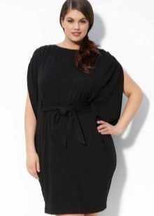 Black dress of thick knitwear for full