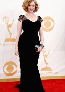 Black long velvet dress for full