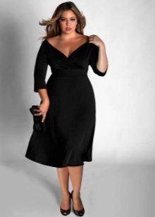 Black dress for the full open neckline