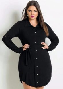 Black short shirt dress for full