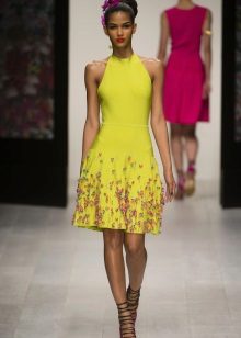 Color dress short with an armhole