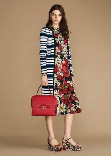 Color dress with striped jacket