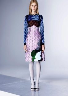 Color dress with white tights