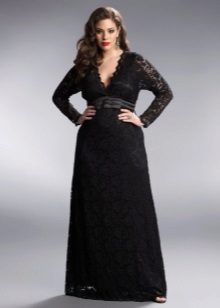 Long dress with long sleeves from guipure for girls with full hands