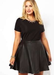 Dress with a leather skirt for full