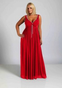 Silhouette red long dress for obese women