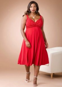 Red silhouette dress long below the knee for obese women
