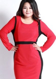 Red dress with black inserts for obese women