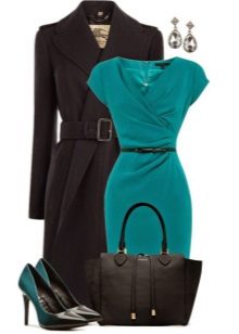 Turquoise office dress, shoes and accessories