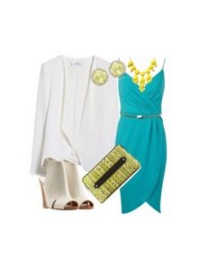 Aqua dress and light accessories to it