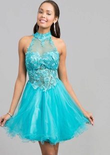 Sea-green short dress for girls