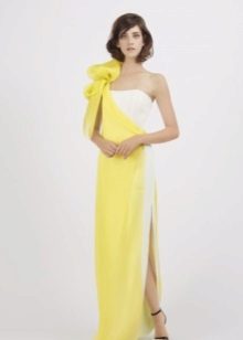 Yellow dress with a white insert