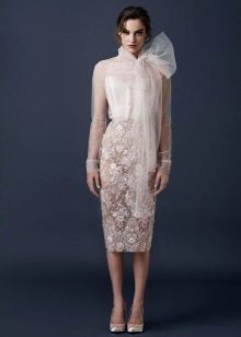 straight dress with organza top