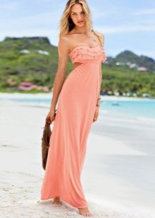 Peach dress in the summer floor