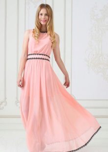 Peach dress with black frill