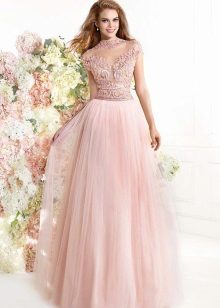 Gentle-peach dress to the floor