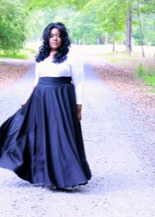Long dress for obese women with a high waist