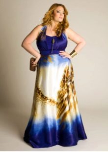 Long dress for obese women with a high waist