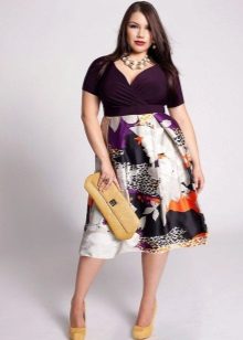 Dress for full with a high waist - purple-white