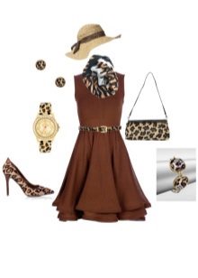 Chocolate-colored dress and accessories